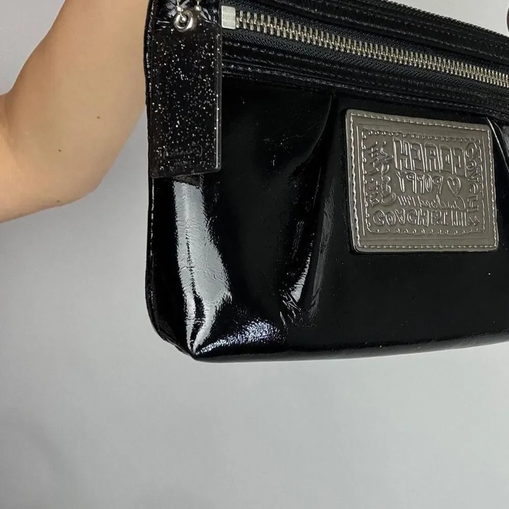 Coach Poppy Vintage Y2K Black Patent Leather Shoulder Mini Bag